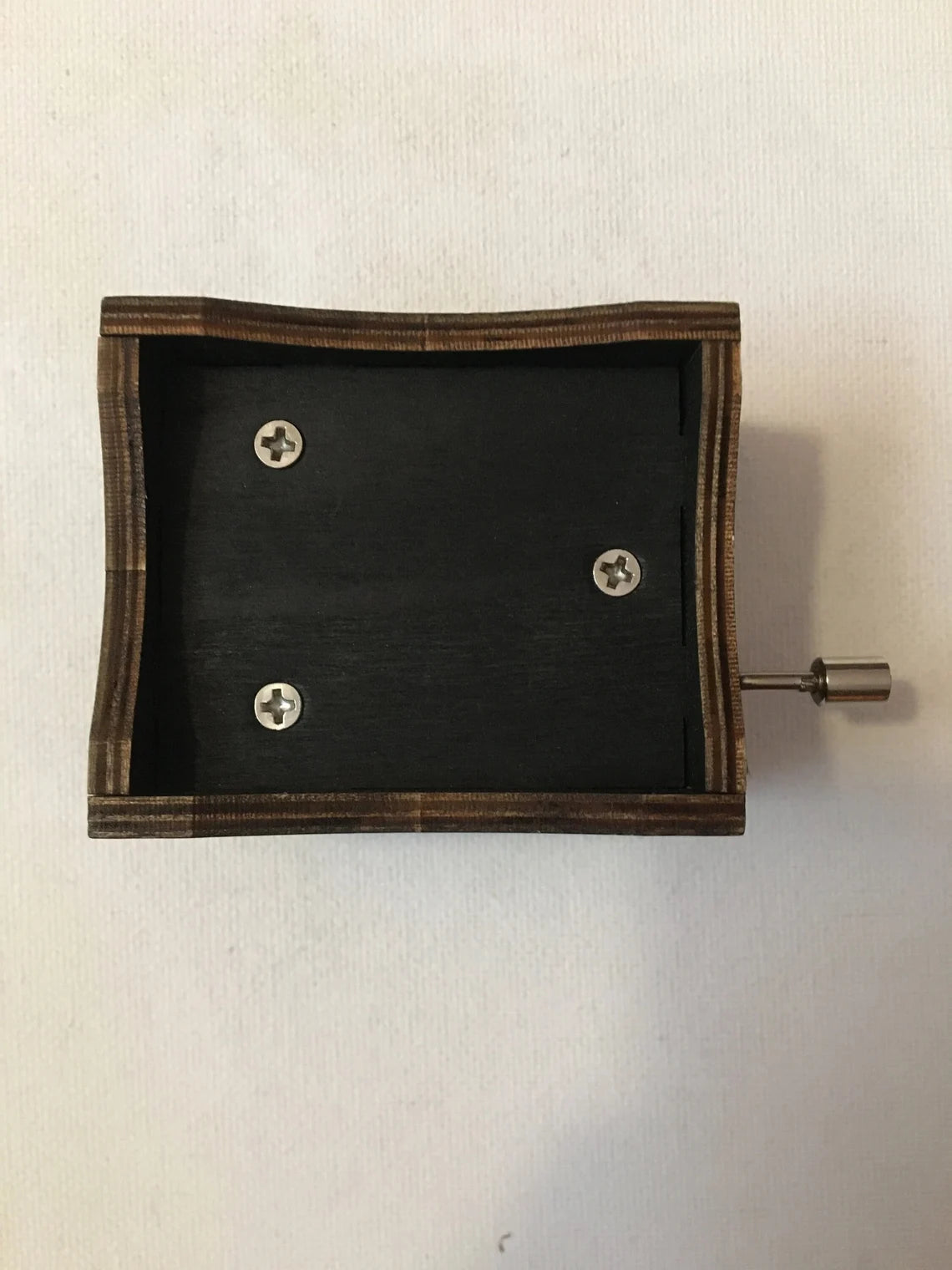 Hand crank music box with beautiful wood engraving