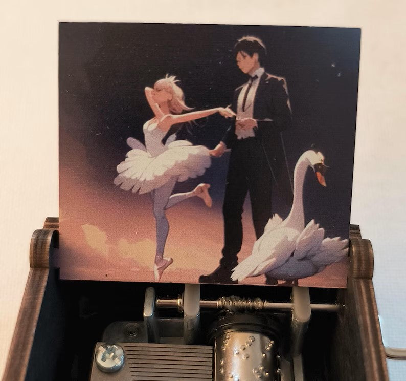 Swan lake music box with hand crank mechanism