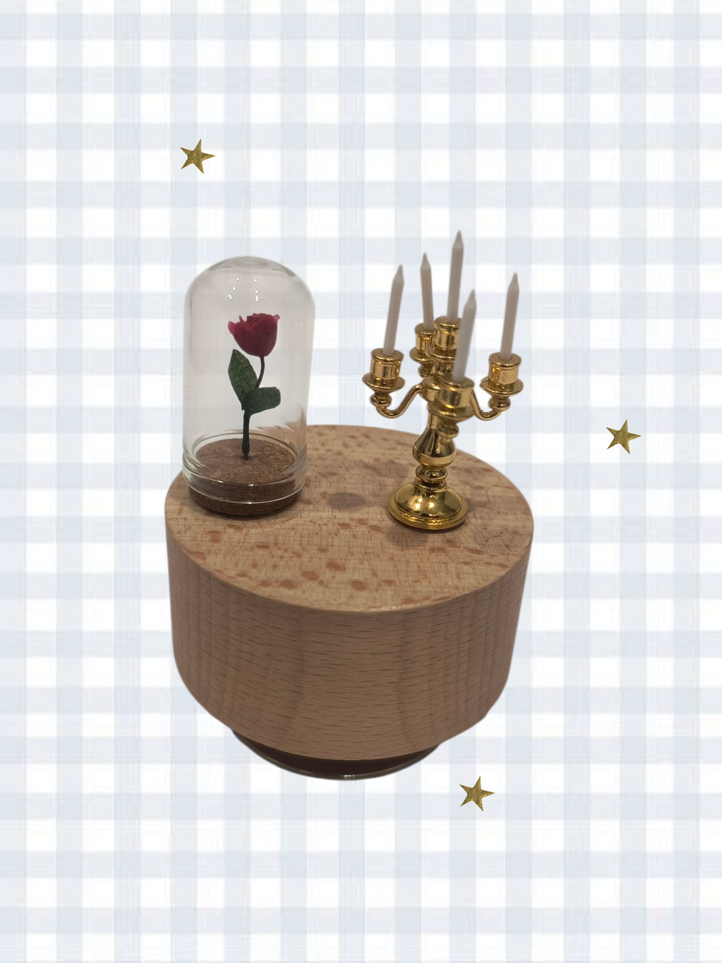 Beauty and the Beast music box | Wooden rotating music box | Enchanted red rose